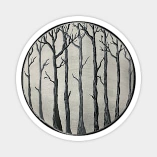 Trees In Fog, Mixed Media Magnet